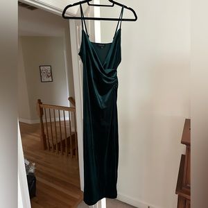 Velvet Green Strappy Midi Dress